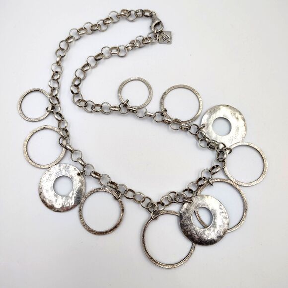 Silpada Sterling Silver 925 N1325 Round Circle Hammered Charms/Stations Necklace